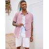 COOFANDY Men’s Button Down Shirts Short Sleeve Casual Summer Beach Vacation Wedding Shirt with Pocket(Deep Pink)