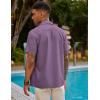 COOFANDY Mens Short Sleeve Cuban Guayabera Shirt Casual Summer Beach Button Down Shirts(Deep Purple)