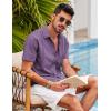 COOFANDY Mens Short Sleeve Cuban Guayabera Shirt Casual Summer Beach Button Down Shirts(Deep Purple)