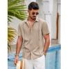COOFANDY Mens Short Sleeve Cuban Guayabera Shirt Casual Summer Beach Button Down Shirts(Khaki)