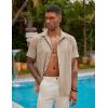 COOFANDY Mens Short Sleeve Cuban Guayabera Shirt Casual Summer Beach Button Down Shirts(Khaki)
