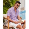 COOFANDY Mens Short Sleeve Cuban Guayabera Shirt Casual Summer Beach Button Down Shirts(Light Purple)