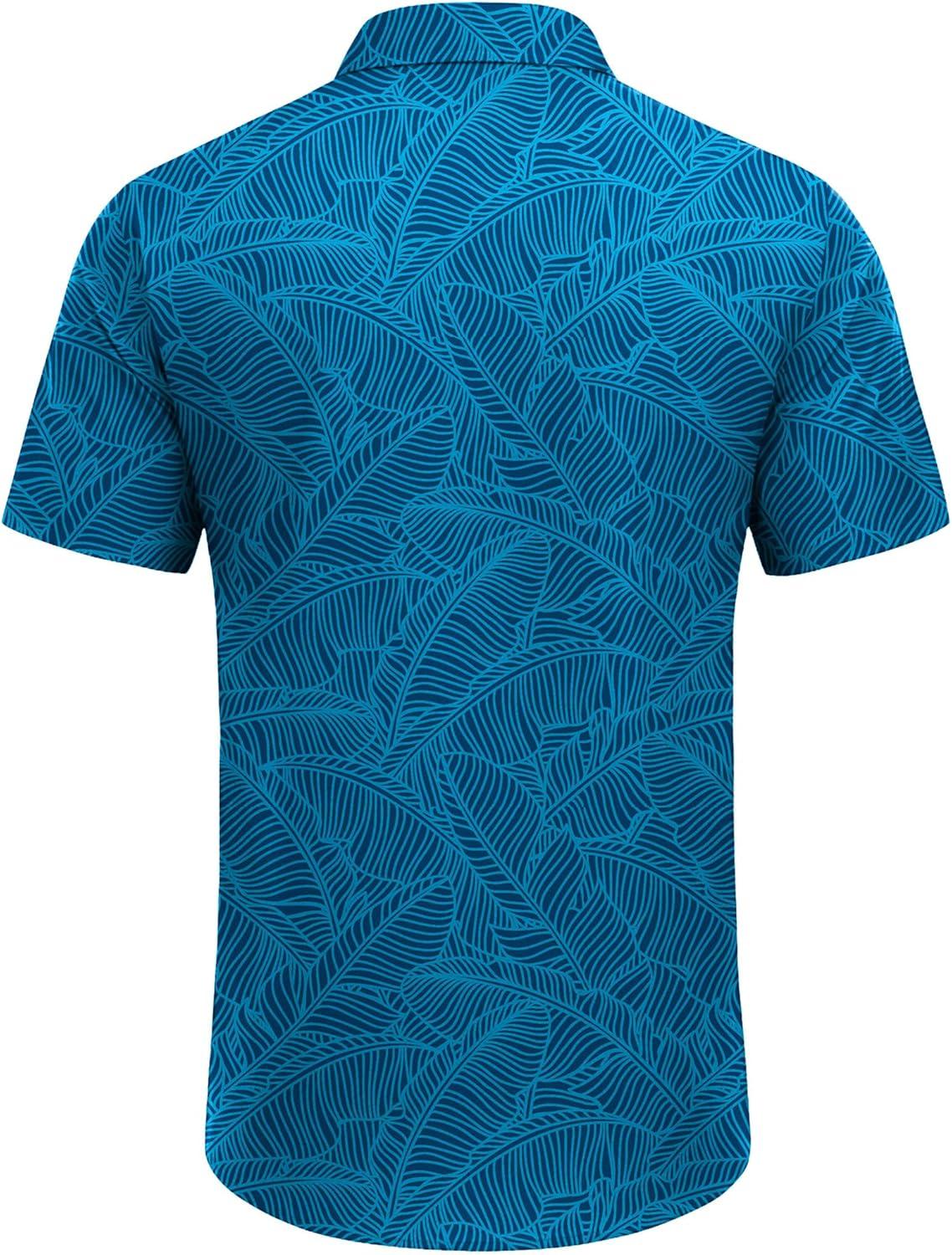 imageCOOFANDY Mens Hawaiian Shirts Short Sleeve Button Down Aloha Shirts Summer Vacation Beach ShirtsBluebanana Leaf