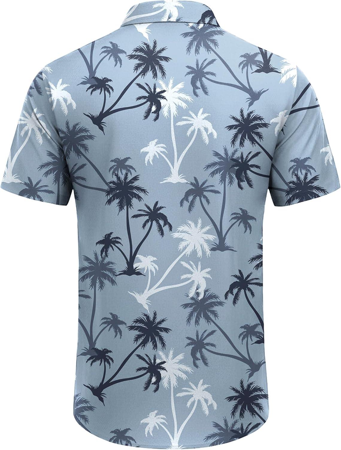 imageCOOFANDY Mens Hawaiian Shirts Short Sleeve Button Down Aloha Shirts Summer Vacation Beach ShirtsGreenpalm Tree