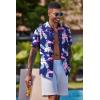 COOFANDY Mens Hawaiian Shirt Short Sleeve Button Down Shirts Tropical Floral Summer Beach Shirts(Blue – Flamingo)