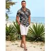 COOFANDY Mens Hawaiian Shirt Short Sleeve Button Down Shirts Tropical Summer Beach Shirts Casual Floral Aloha Shirts(Black Golden Leaves)