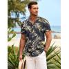 COOFANDY Mens Hawaiian Shirt Short Sleeve Button Down Shirts Tropical Summer Beach Shirts Casual Floral Aloha Shirts(Black Golden Leaves)