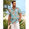 COOFANDY Mens Hawaiian Shirt Short Sleeve Button Down Shirts Tropical Summer Beach Shirts Casual Floral Aloha Shirts(Blue Red Khaki Floral)