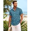COOFANDY Mens Hawaiian Shirt Short Sleeve Button Down Shirts Tropical Summer Beach Shirts Casual Floral Aloha Shirts(Green Black Leaves)