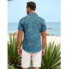 COOFANDY Mens Hawaiian Shirt Short Sleeve Button Down Shirts Tropical Summer Beach Shirts Casual Floral Aloha Shirts(Green Black Leaves)