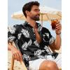 COOFANDY Mens Hawaiian Shirts Short Sleeve Button Down Aloha Shirts Summer Vacation Beach Shirts(Black-palm Leaf)