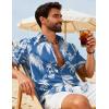 COOFANDY Mens Hawaiian Shirts Short Sleeve Button Down Aloha Shirts Summer Vacation Beach Shirts(Blue-coconut Tree)
