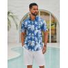 COOFANDY Mens Hawaiian Shirts Short Sleeve Button Down Aloha Shirts Summer Vacation Beach Shirts(Blue-coconut Tree)