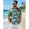 COOFANDY Mens Hawaiian Shirts Short Sleeve Button Down Aloha Shirts Summer Vacation Beach Shirts(Dark Green-tropical Broadleaf)