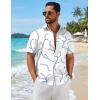 COOFANDY Mens Hawaiian Shirts Short Sleeve Button Down Aloha Shirts Summer Vacation Beach Shirts(White & Light Blue)