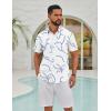COOFANDY Mens Hawaiian Shirts Short Sleeve Button Down Aloha Shirts Summer Vacation Beach Shirts(White & Light Blue)