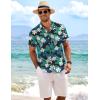 COOFANDY Men’s Linen Shirts Short Sleeve Casual Shirts Button Down Shirt for Men Beach Summer Wedding Shirt(Black Floral)