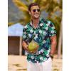 COOFANDY Men’s Linen Shirts Short Sleeve Casual Shirts Button Down Shirt for Men Beach Summer Wedding Shirt(Black Floral)