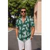 COOFANDY Men’s Linen Shirts Short Sleeve Casual Shirts Button Down Shirt for Men Beach Summer Wedding Shirt(Leaf-green)