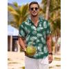 COOFANDY Men’s Linen Shirts Short Sleeve Casual Shirts Button Down Shirt for Men Beach Summer Wedding Shirt(Leaf-green)