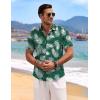 COOFANDY Men’s Linen Shirts Short Sleeve Casual Shirts Button Down Shirt for Men Beach Summer Wedding Shirt(Leaf-green)