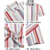 COOFANDY Men’s Button Down Short Sleeve Shirt Casual Cotton Summer Beach Linen Wedding Shirts with Pocket(Retro Stripe)