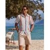 COOFANDY Men’s Button Down Short Sleeve Shirt Casual Cotton Summer Beach Linen Wedding Shirts with Pocket(Retro Stripe)