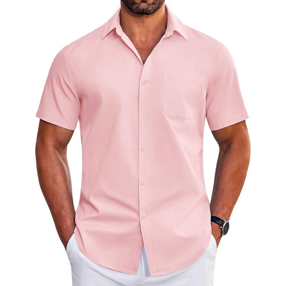 imageCOOFANDY Mens Short Sleeve Dress Shirts Wrinkle Free Business Casual Button Down Shirt with Pocket