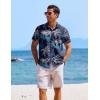 COOFANDY Men’s Casual Button Down Shirts Short Sleeve Textured Summer Beach Shirts(Black-coconut Tree)
