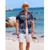 COOFANDY Men’s Casual Button Down Shirts Short Sleeve Textured Summer Beach Shirts(Black-coconut Tree)