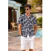 COOFANDY Mens Hawaiian Shirt Short Sleeve Buttoon Down Shirts Casual Tropical Floral Summer Linen Shirts(Black Tropical Leaf)