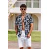 COOFANDY Mens Hawaiian Shirt Short Sleeve Buttoon Down Shirts Casual Tropical Floral Summer Linen Shirts(Black Tropical Leaf)