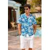 COOFANDY Mens Hawaiian Shirt Short Sleeve Buttoon Down Shirts Casual Tropical Floral Summer Linen Shirts(Ocean Blue Tropic)