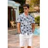COOFANDY Mens Hawaiian Shirt Short Sleeve Buttoon Down Shirts Casual Tropical Floral Summer Linen Shirts(Palm Shadow Blue)