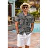 COOFANDY Mens Hawaiian Shirt Short Sleeve Buttoon Down Shirts Casual Tropical Floral Summer Linen Shirts(Safari Palm Khaki)