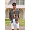 COOFANDY Mens Hawaiian Shirt Short Sleeve Buttoon Down Shirts Casual Tropical Floral Summer Linen Shirts(Safari Palm Khaki)