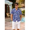 COOFANDY Mens Hawaiian Shirt Short Sleeve Buttoon Down Shirts Casual Tropical Floral Summer Linen Shirts(Tropical Palm Navy)