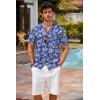 COOFANDY Mens Hawaiian Shirt Short Sleeve Buttoon Down Shirts Casual Tropical Floral Summer Linen Shirts(Tropical Palm Navy)