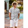 COOFANDY Mens Hawaiian Shirt Short Sleeve Buttoon Down Shirts Casual Tropical Floral Summer Linen Shirts(Vintage Palm Blue)
