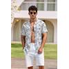 COOFANDY Mens Hawaiian Shirt Short Sleeve Buttoon Down Shirts Casual Tropical Floral Summer Linen Shirts(Vintage Palm Blue)
