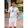 COOFANDY Mens Hawaiian Shirt Short Sleeve Buttoon Down Shirts Casual Tropical Floral Summer Linen Shirts(Washed Floral Blue)