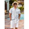 COOFANDY Mens Hawaiian Shirt Short Sleeve Buttoon Down Shirts Casual Tropical Floral Summer Linen Shirts(Washed Floral Blue)