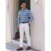COOFANDY Men’s Long Sleeve Plaid Button Down Cotton Wrinkle Free Dress Shirt(Blue Green Plaid)
