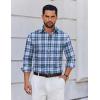 COOFANDY Men’s Long Sleeve Plaid Button Down Cotton Wrinkle Free Dress Shirt(Blue Green Plaid)