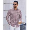 COOFANDY Men’s Long Sleeve Plaid Button Down Cotton Wrinkle Free Dress Shirt(Blue Orange Plaid)