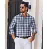 COOFANDY Men’s Long Sleeve Plaid Button Down Cotton Wrinkle Free Dress Shirt(Dark Green Plaid)