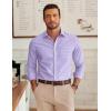 COOFANDY Men’s Long Sleeve Plaid Button Down Cotton Wrinkle Free Dress Shirt(Light Purple Plaid)