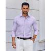 COOFANDY Men’s Long Sleeve Plaid Button Down Cotton Wrinkle Free Dress Shirt(Light Purple Plaid)