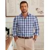 COOFANDY Men’s Long Sleeve Plaid Button Down Cotton Wrinkle Free Dress Shirt(Navy Black White Plaid)