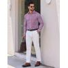 COOFANDY Men’s Long Sleeve Plaid Button Down Cotton Wrinkle Free Dress Shirt(Navy Red Plaid)
